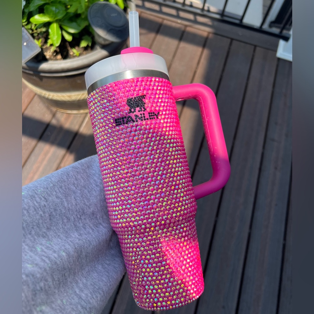 30oz HOT PINK Bedazzled Bling Stanley Tumbler - Picture 6 of 7